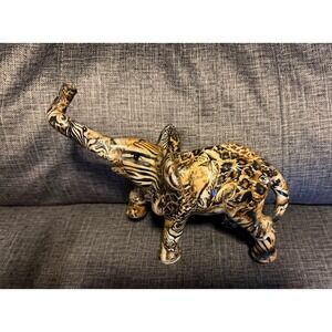 Elephant Status Patchwork Animal Print African Safari, Porcelain